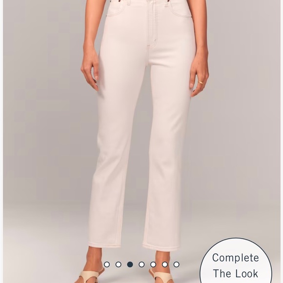 Abercrombie The Ankle Straight Ultra High Jeans, Curve Love, Cream, Size 27 - Picture 3 of 8